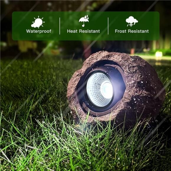 Solar Rock Lights Outdoor, 4 Pack Solar Spotlights Outdoor Waterproof Light - Picture 3 of 7